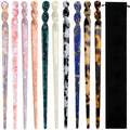 10 Acetate Hair Sticks Leopard Print Tortoise Shell Hair Pins Vintage Retro Chopsticks for Women Girls